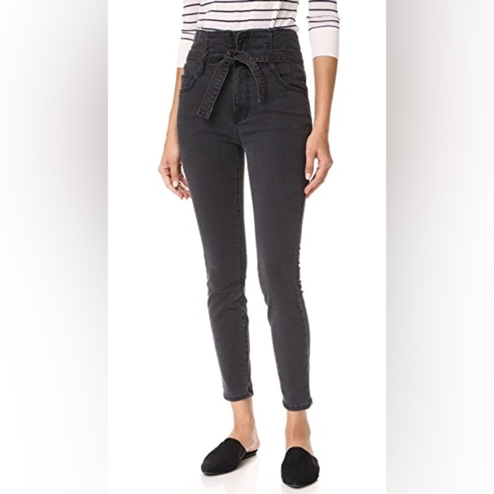 Current/Elliott The Corset Stiletto Indiana Crop Jeans in Charcoal